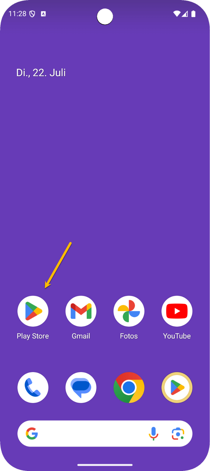 Handybildschirm mit geöffneter Google Play-App